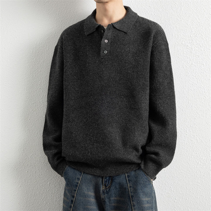 Herren Strickpullover mit Knopfleiste Drune