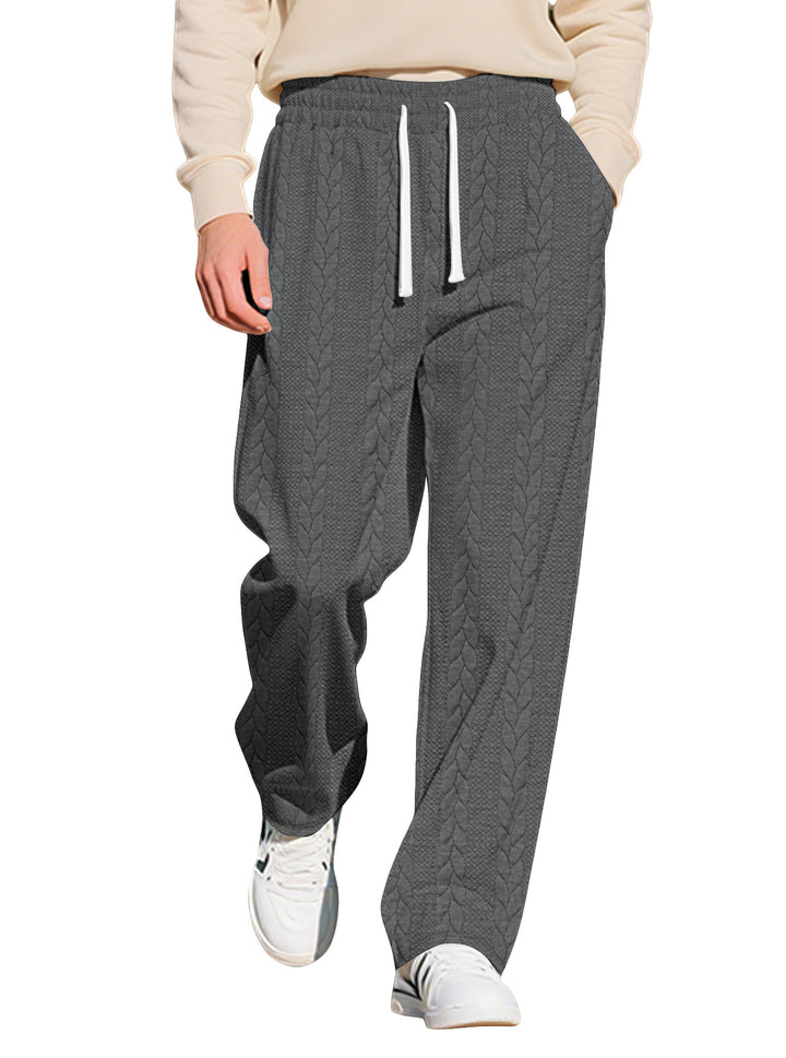 Herren nan locker fallende Strick-Jogginghose mit Zopfmuster und Kordelbund Drune
