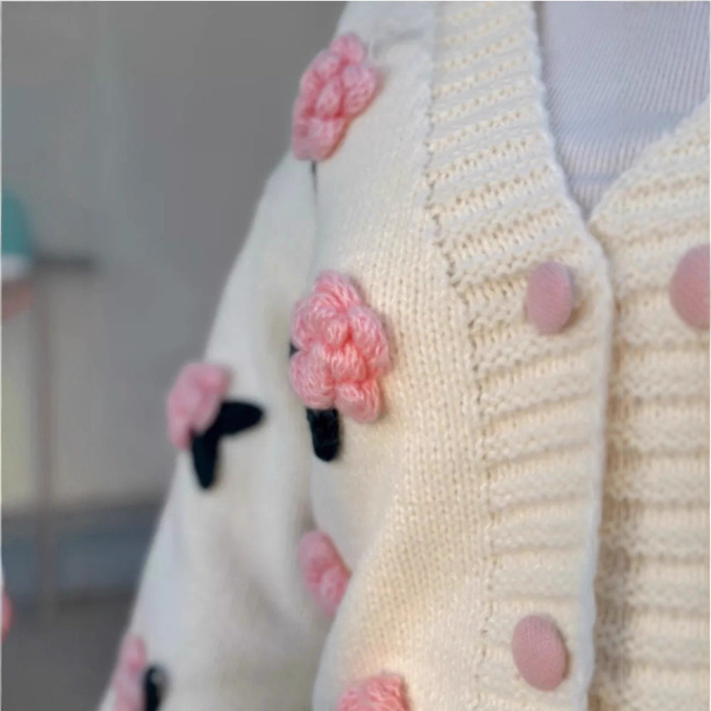 Damen Strickjacke mit Blumenmuster Drune