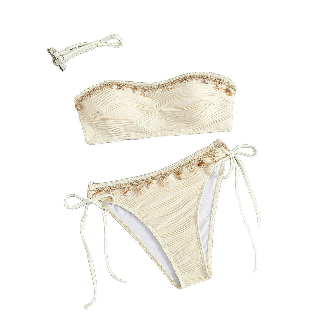 Damen Bandeau-Bikini mit Muschelverzierung Drune