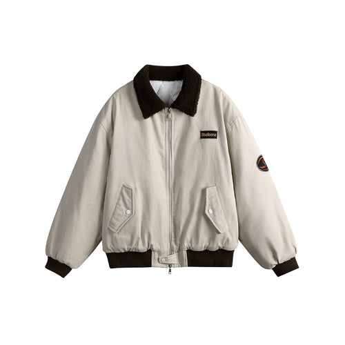 Unisex Boxy‑Bomberjacke mit Teddykragen, Cordoptik und Utility‑Taschen Drune