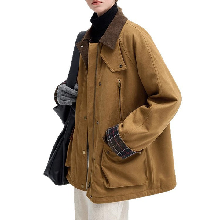 Damen Modische Übergangsjacke aus weichem Material mit Karomuster Drune