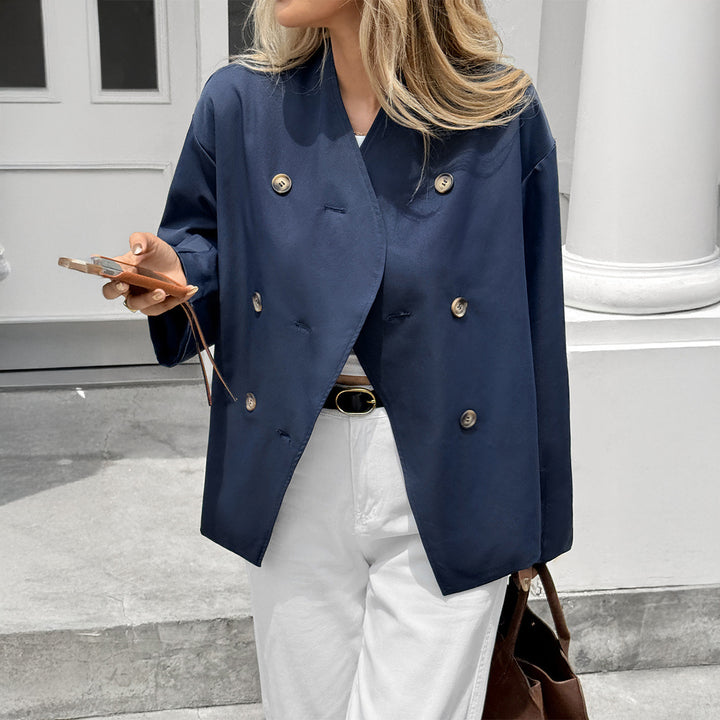 Damen Modischer cropped Blazer mit doppelter Knopfleiste Drune