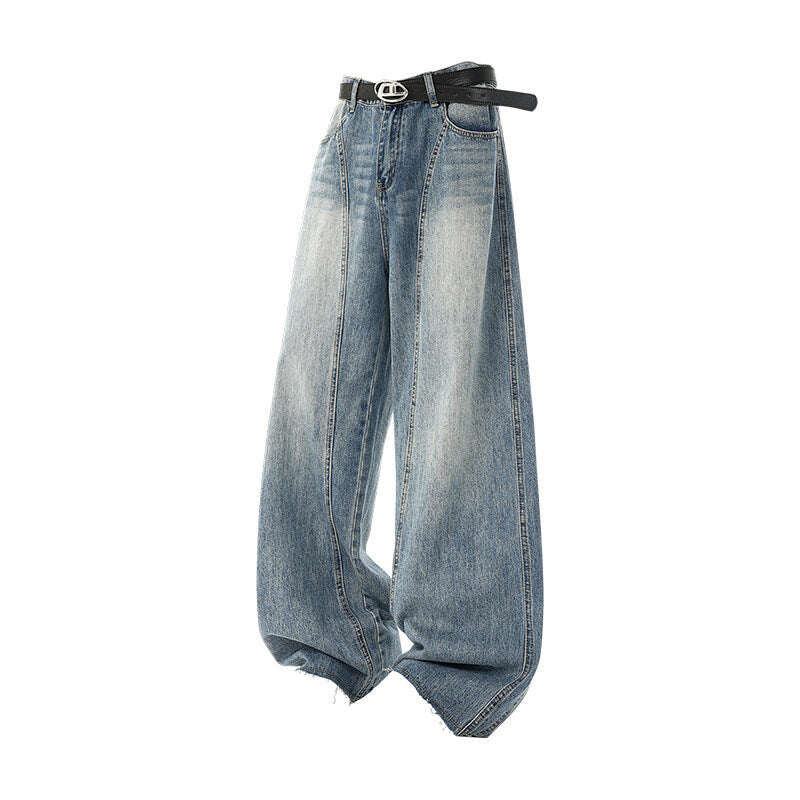 Damen Weitgeschnittene Jeans mit hohem Bund und integriertem Gürtel Drune