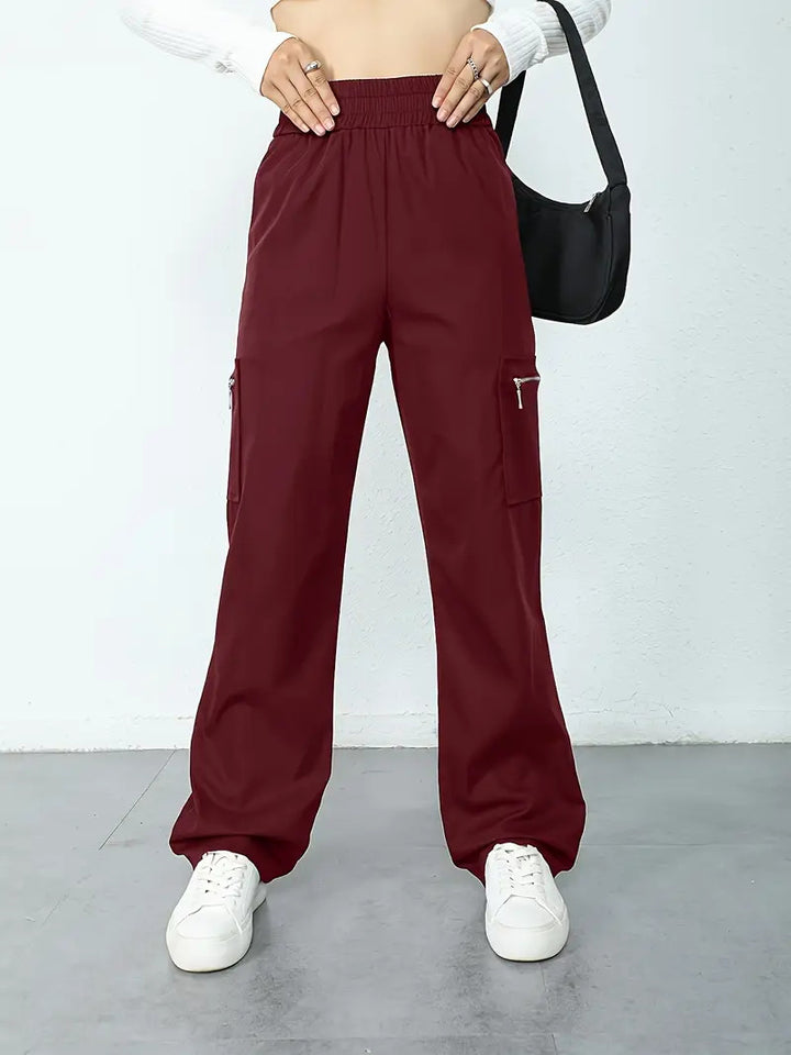 Damen Bequeme Cargo-Hose mit elastischem Bund Drune