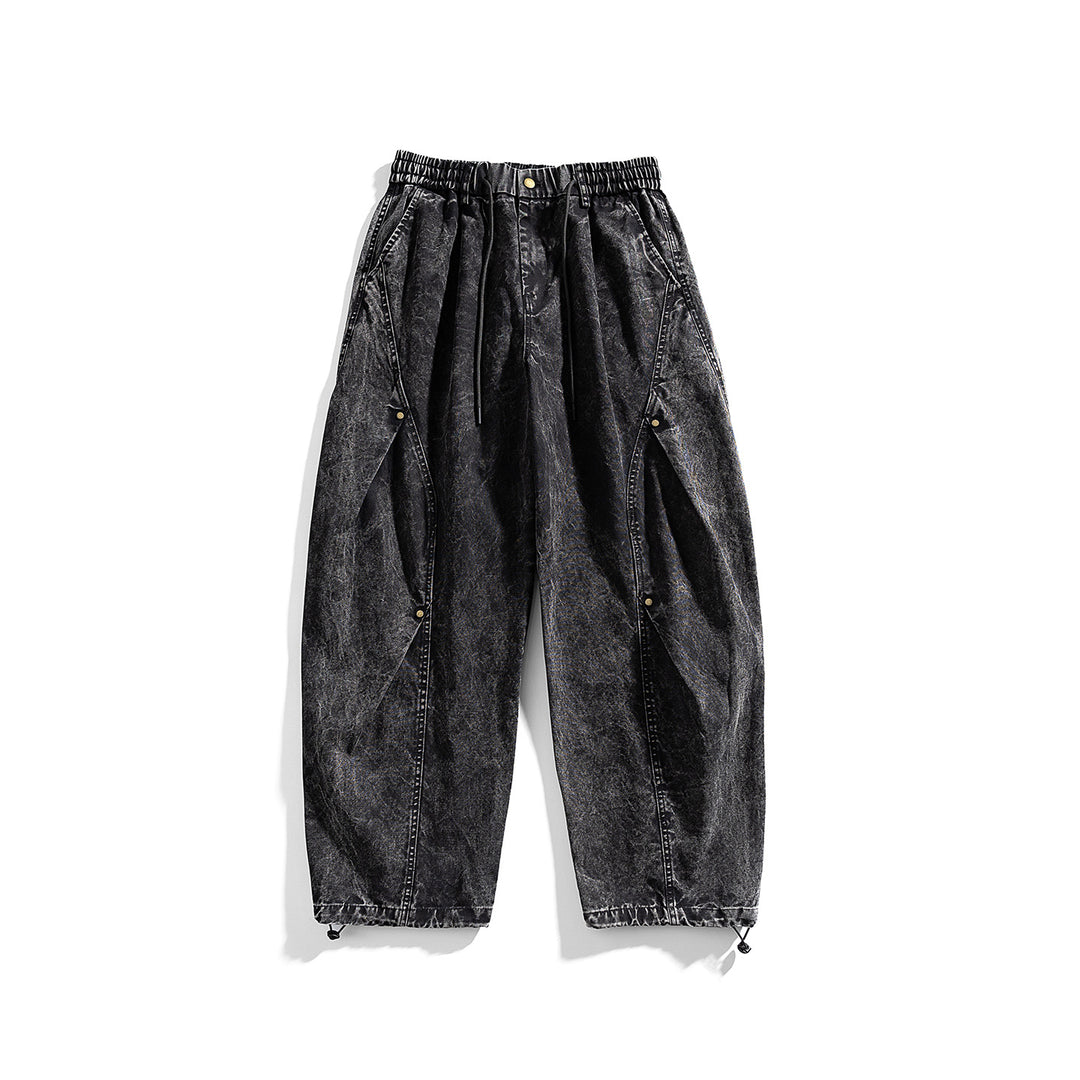 Herren weite Baumwoll-Cargohose mit Elastikbund, Kordelzug und Utility-Details Drune