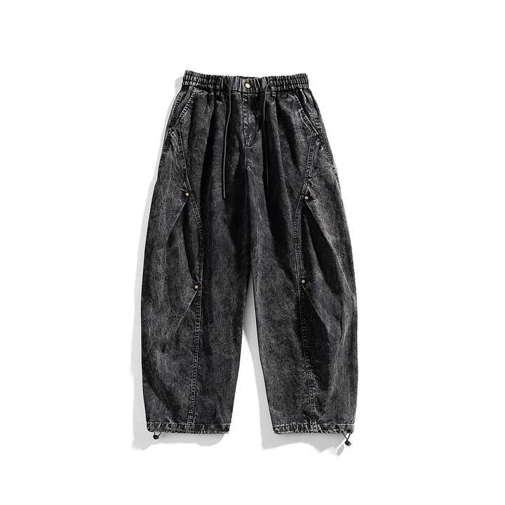 Herren weite Baumwoll-Cargohose mit Elastikbund, Kordelzug und Utility-Details Drune