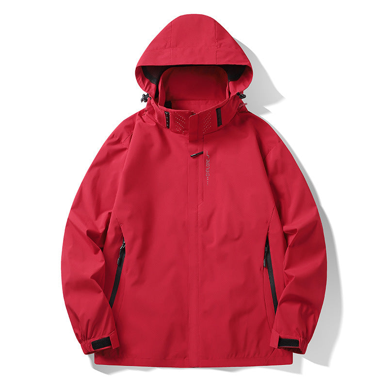 Herren Wasser- und winddichte technische Kapuzen-Outdoorjacke mit verschweißten Nähten und atmungsaktivem Futter Drune