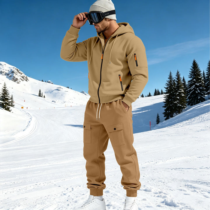 Herren Komfort-Fleece Hoodie mit Reißverschluss, Kapuze und Utility-Ärmeltasche Drune