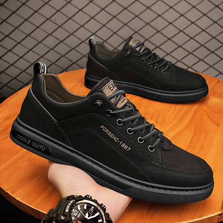 Herren elegante niedrige Leder-Sneaker mit Komfortfußbett und rutschfester Gummisohle Drune