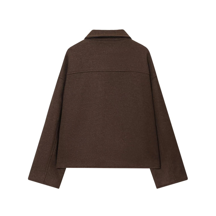 Damen nan lässige Wollmix Overshirt Jacke mit durchgehendem Reißverschluss, aufgesetzten Klapptaschen und geradem Boxy-Schnitt Drune
