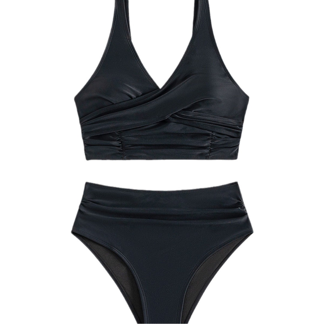 Damen Hoch geschnittenes Bikini-Set mit Wickeloberteil und figurformen Details Drune