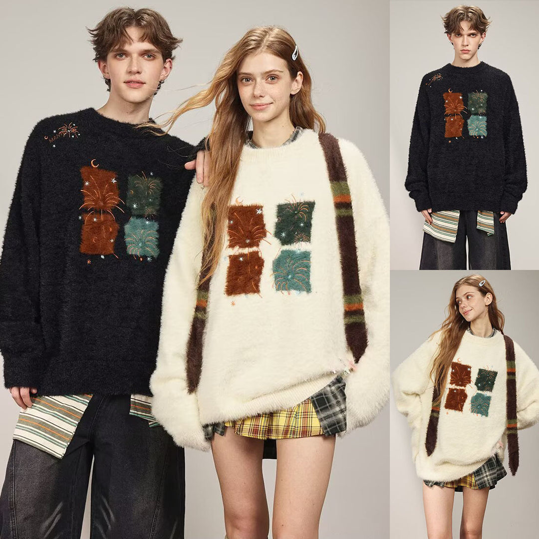 Herren Gemütlicher Grobstrickpullover mit einzigartigem Tiermotiv Drune