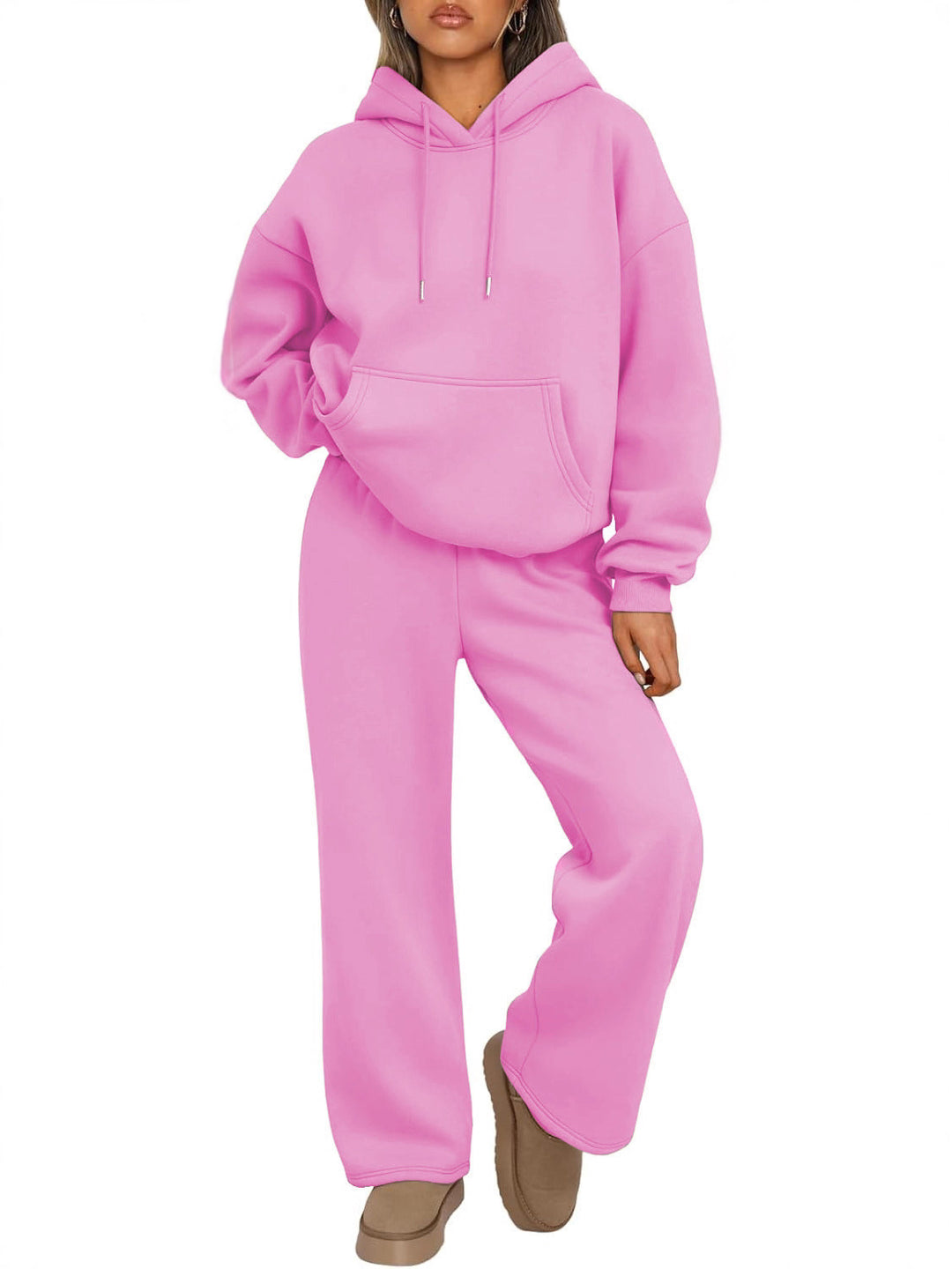 Unisex minimalistischer Kapuzenpullover aus French-Terry mit flachem Kordelzug und verstärkter Nackenpasse Drune