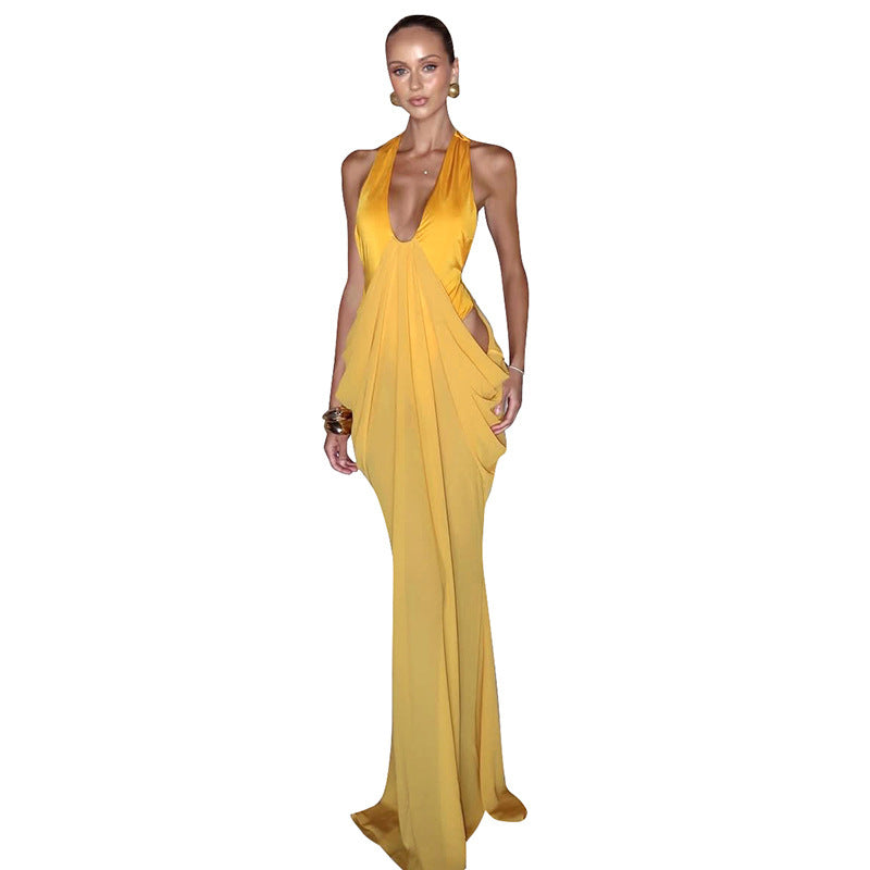 Damen Elegantes Wickelkleid mit tiefem V-Ausschnitt und raffinierten Drapierungen Drune