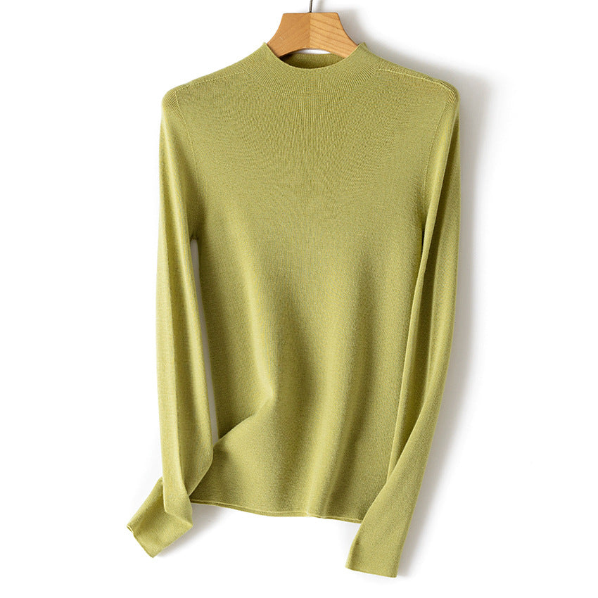 Damen Feiner Feinstrick-Langarmpullover mit kurzem Stehkragen und Slim‑Fit Drune