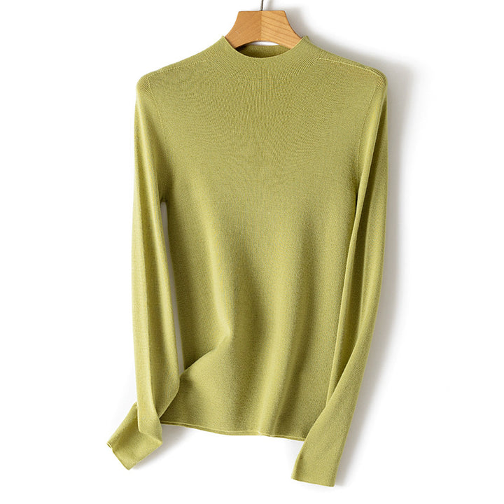 Damen Feiner Feinstrick-Langarmpullover mit kurzem Stehkragen und Slim‑Fit Drune