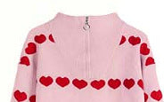 Damen Pullover mit Herzmotiv und kurzem Reißverschluss Drune