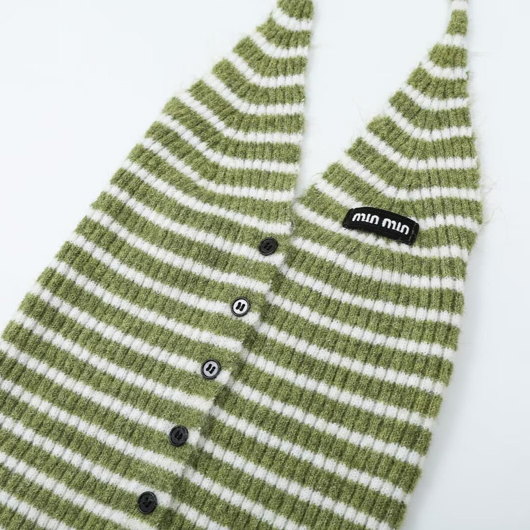 Damen Oversize Strickcardigan mit Ballonärmeln und gestreifter Einfass-Knopfleiste Drune
