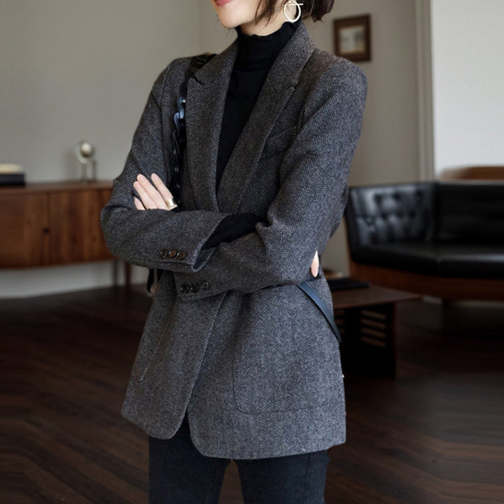 Damen Klassischer Tweedblazer Drune