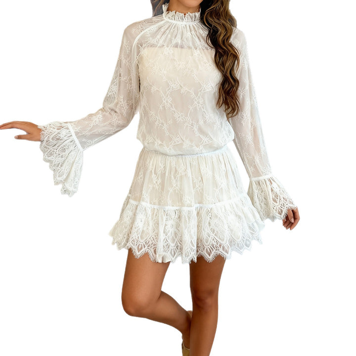 Damen Spitzenbluse mit aufwendigen Rüschendetails und elegantem Schnitt Drune