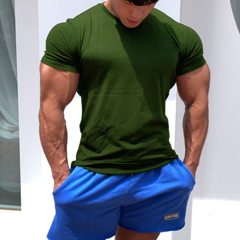 Herren körperbetontes Fitness-T-Shirt und kurze Sportshorts Set Drune