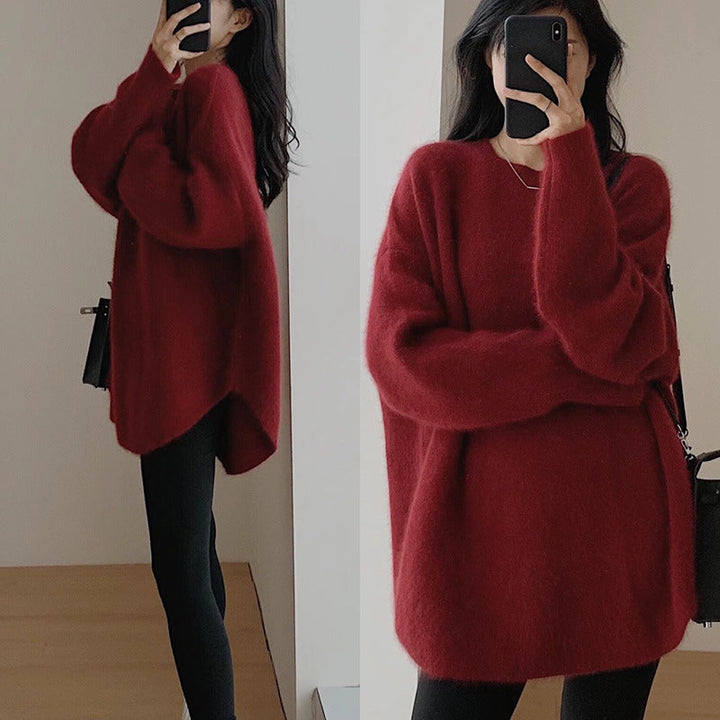 Damen Oversized Pullover im lässigen Stil mit weichem Mohairgefühl Drune