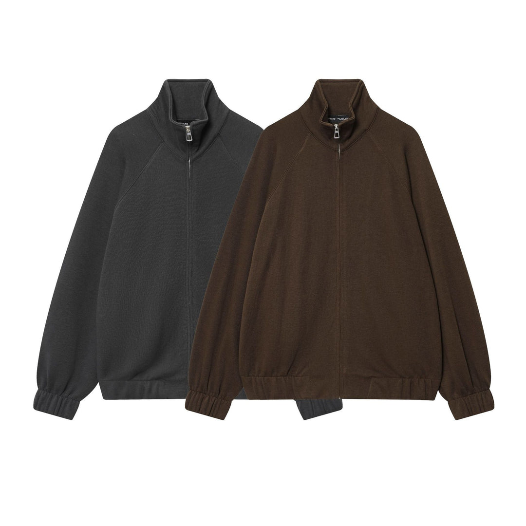 Damen nan loungiges Sweatsuit-Zweiteiler mit Reißverschluss-Stehkragen, elastischem Saum und weitem Highwaist-Hosenbein Drune
