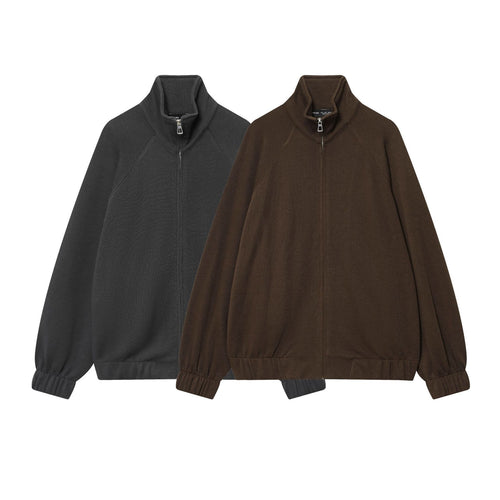 Damen nan loungiges Sweatsuit-Zweiteiler mit Reißverschluss-Stehkragen, elastischem Saum und weitem Highwaist-Hosenbein Drune