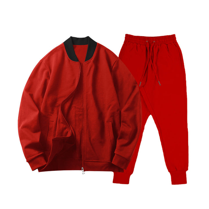 Herren nan locker geschnittenes Sweatset mit Reißverschluss-Bomberjacke und konisch zulaufender Jogginghose aus weichem Baumwollfleece Drune