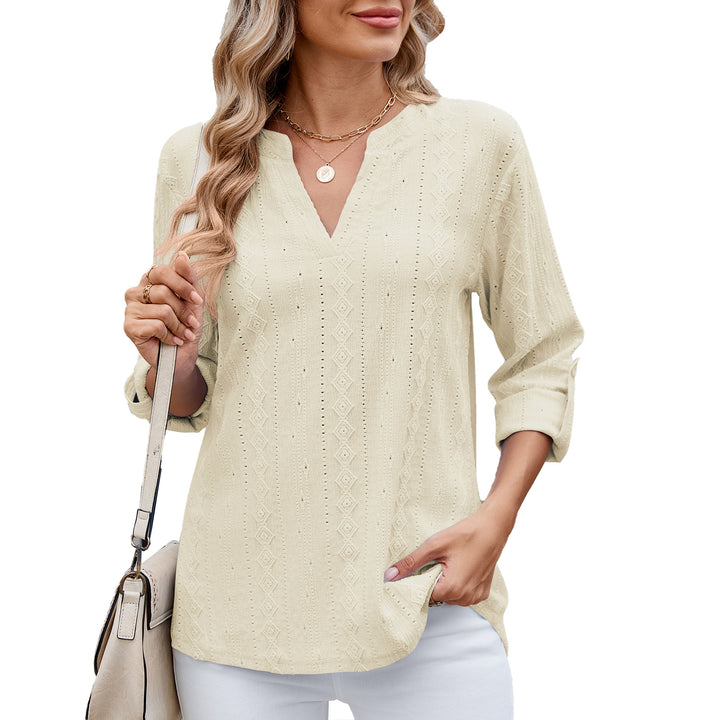 Damen Elegantes und luftiges Blusenshirt mit V-Ausschnitt Drune