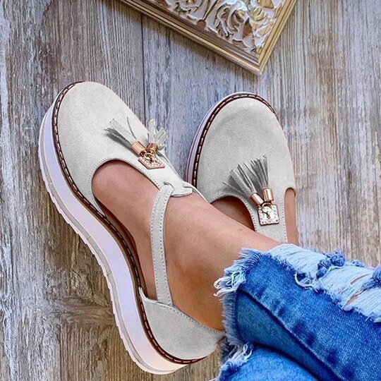 Damen Halbschuhe mit modischen Quasten und rutschfester Sohle Drune
