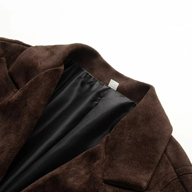 Damen nan taillierter Velours‑Optik Blazer mit Wiener Nähten und Pattentaschen Drune