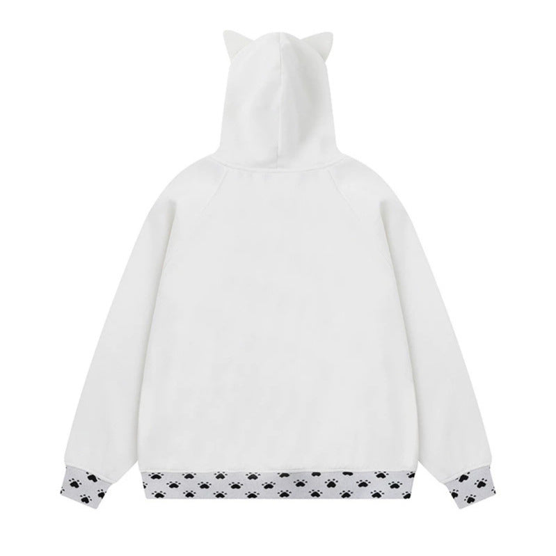 Damen Kapuzenjacke mit Reißverschluss im Casual‑Kawaii‑Stil, Kontrastkapuze, Comic‑Prints und Rippbündchen Drune