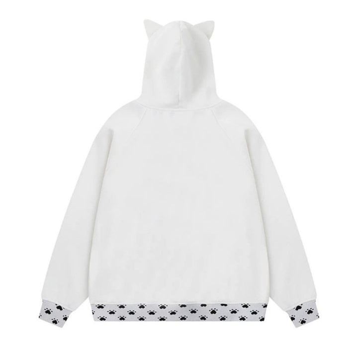 Damen Kapuzenjacke mit Reißverschluss im Casual‑Kawaii‑Stil, Kontrastkapuze, Comic‑Prints und Rippbündchen Drune