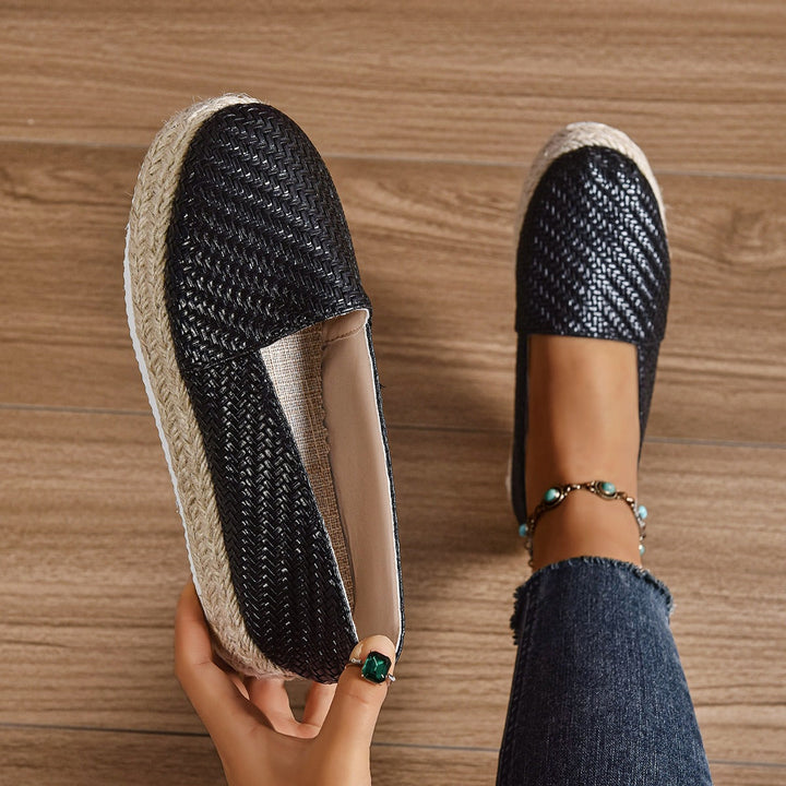 Damen Espadrilles mit flexiblem Kork-Sohle und trendiger Webstruktur Drune