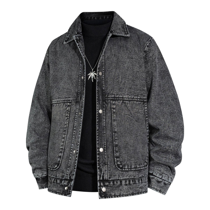 Herren Oversized Jeansjacke mit Stonewash-Effekt und aufgesetzten Taschen Drune