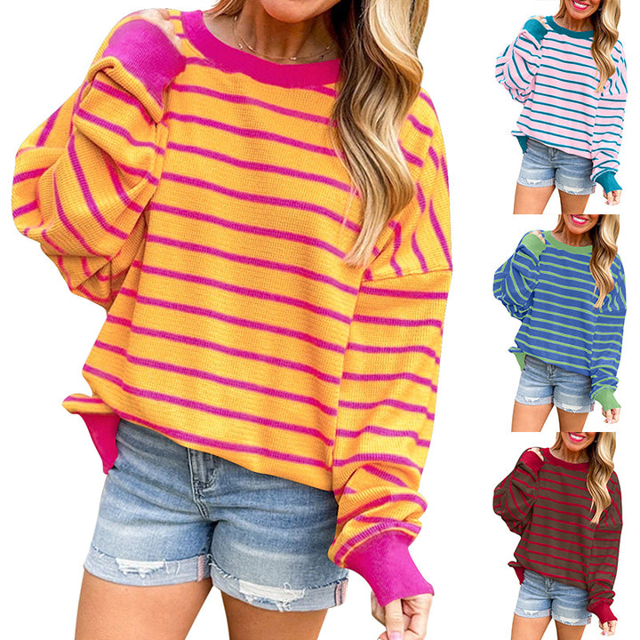 Damen lässiger und bequemer Pullover mit strukturiertem Rippenmuster und weitem Schnitt Drune