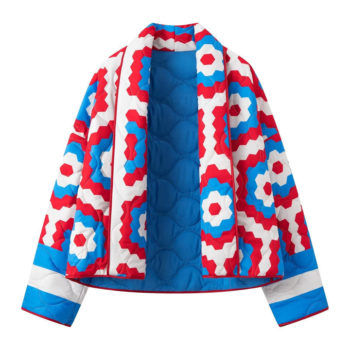 Damen Steppjacke mit auffälligem geometrischem Muster und bequemem Schnitt Drune