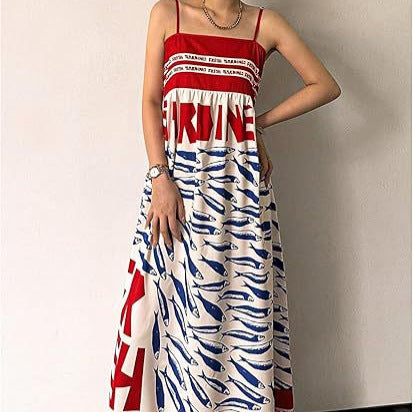 Damen Fließendes Maxikleid mit verstellbaren Trägern Drune