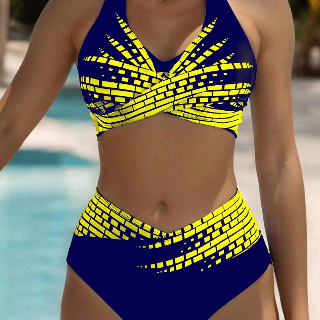 Damen Triangel-Bikini mit modischem Schnitt und graphischem Design Drune