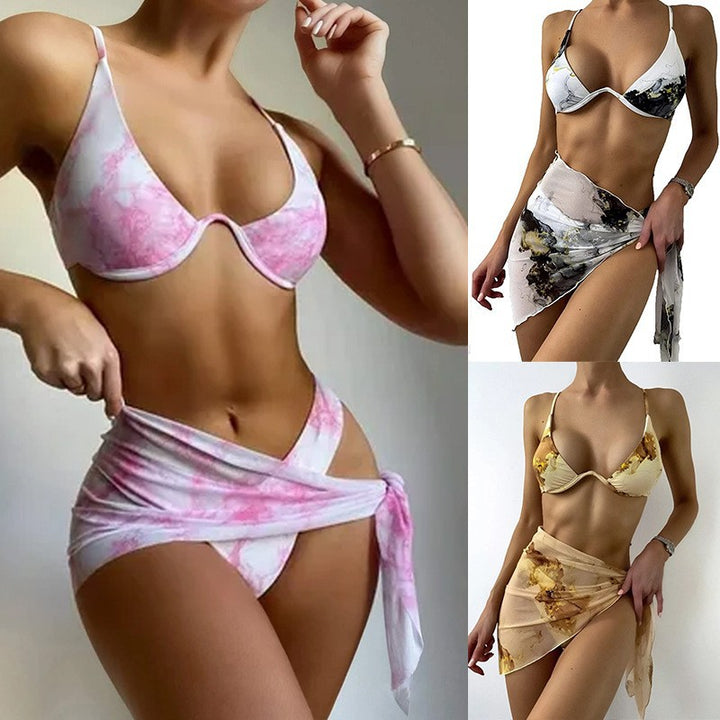 Damen Triangel-Bikini-Set mit elegantem Wickelrock Drune