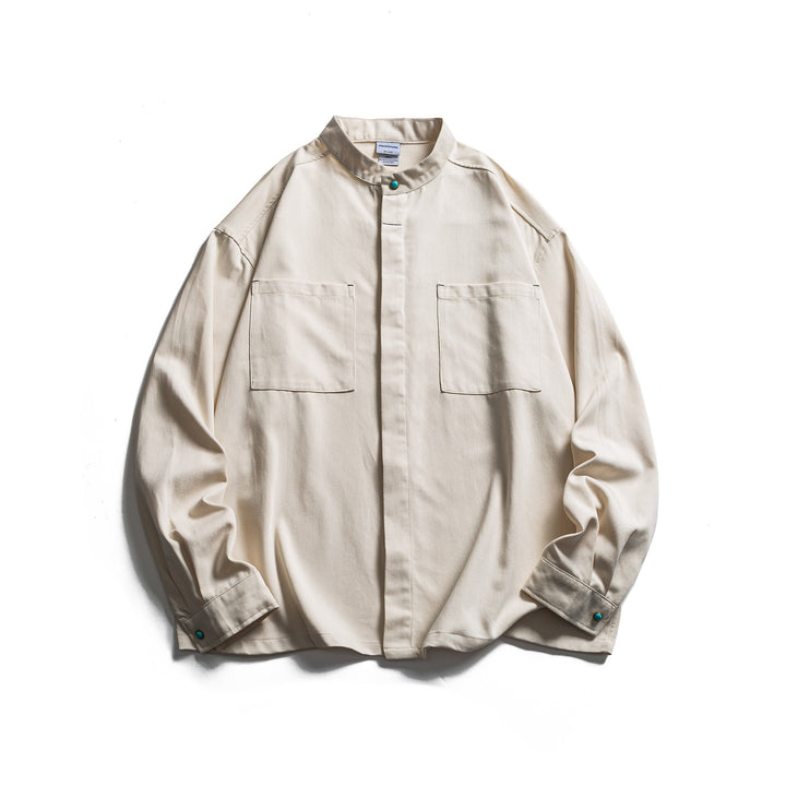 Herren Workwear-Overshirt mit Stehkragen und verdeckter Knopfleiste Drune