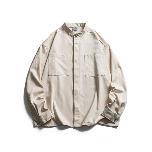 Herren Workwear-Overshirt mit Stehkragen und verdeckter Knopfleiste Drune