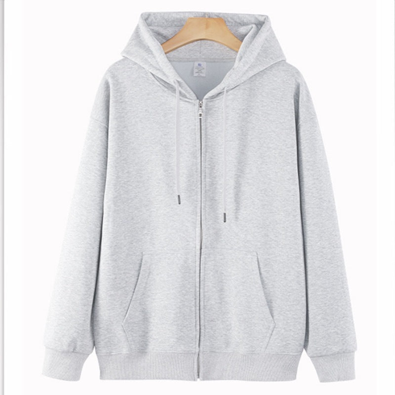 Unisex Oversize-Kapuzenjacke mit durchgehendem Reißverschluss & gerippten Bündchen Drune
