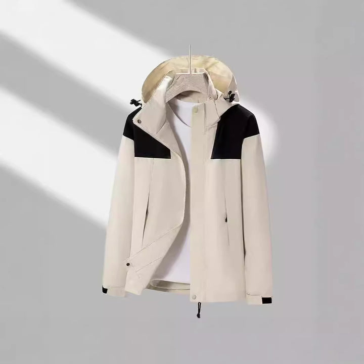 Herren leichte Softshelljacke mit kontrast-Schulterpaneel, verstellbarer Kapuze und Klettmanschetten Drune