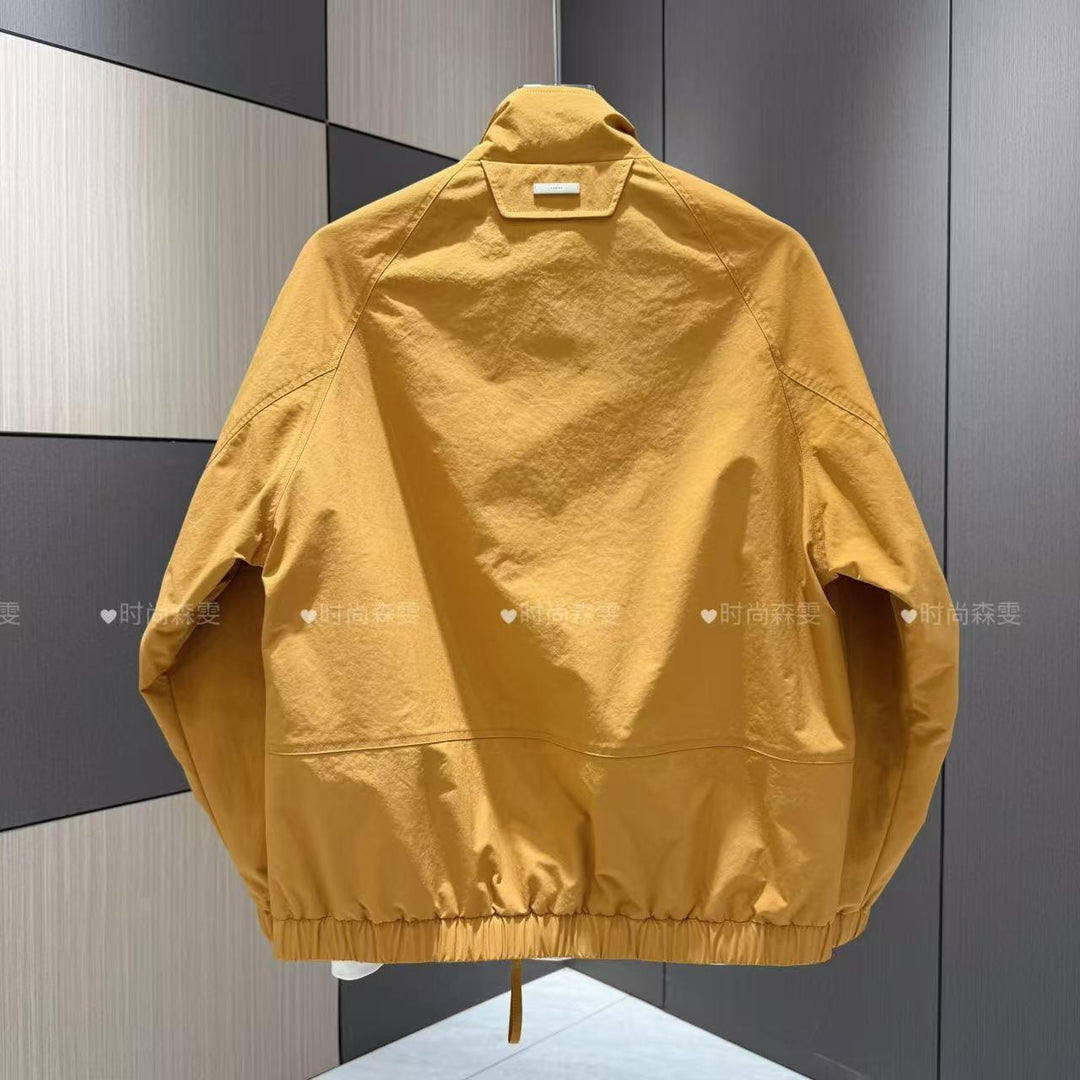 Herren Leichter Baumwoll-Mix Blouson mit Stehkragen und Karofutter Drune