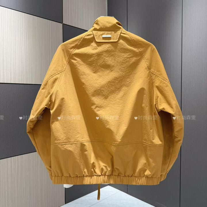 Herren Leichter Baumwoll-Mix Blouson mit Stehkragen und Karofutter Drune