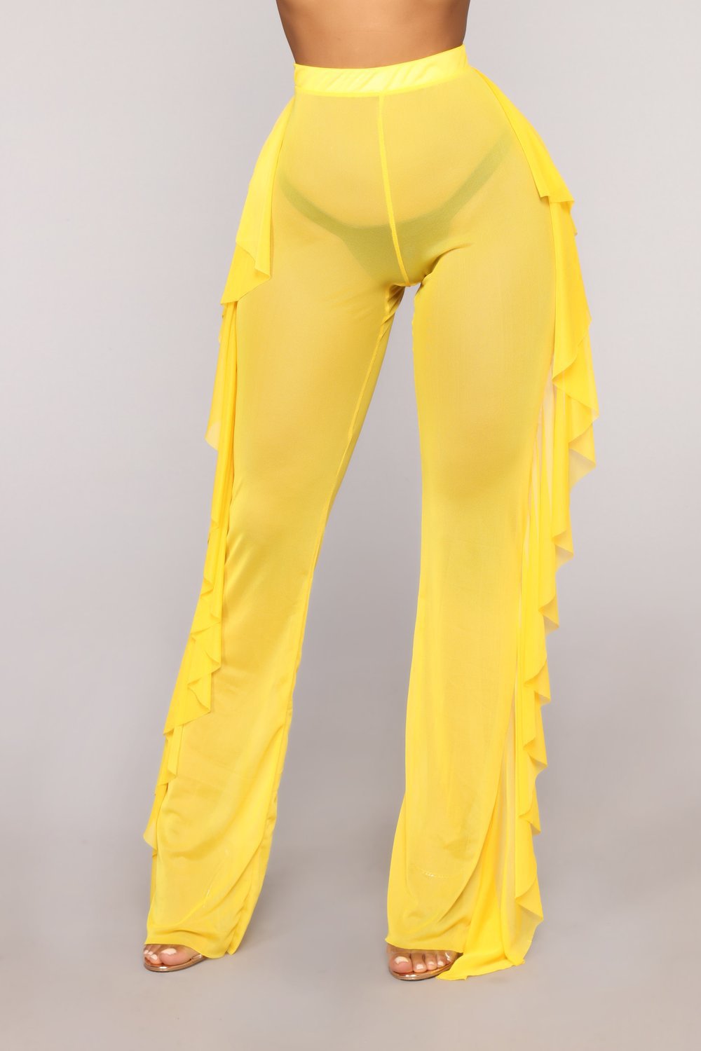 Damen Anziehbare Boho-Hosen mit Rüsche Drune