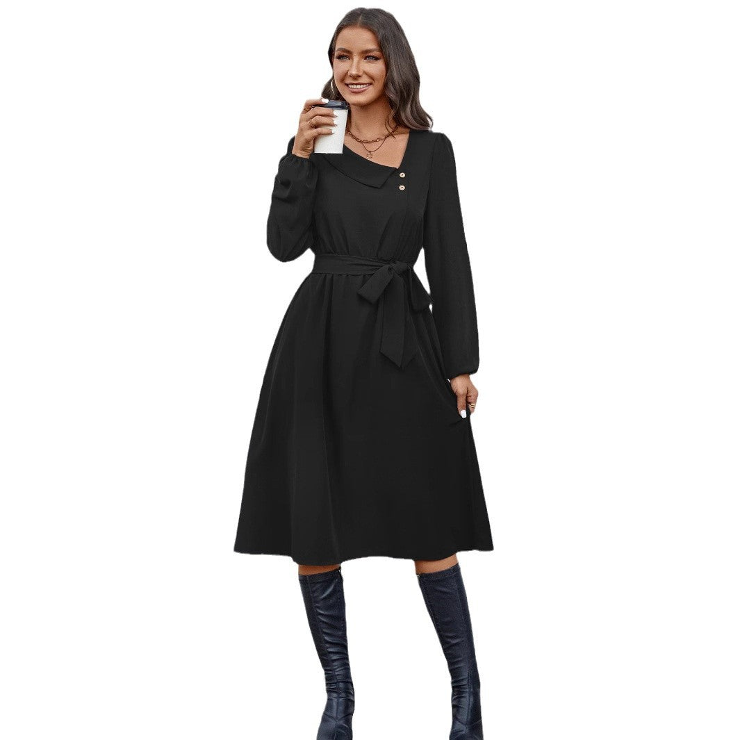Damen Midikleid mit tailliertem Schnitt und eleganten Knopfdetails Drune
